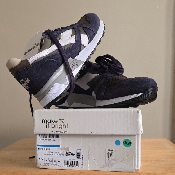 Diadora Shoes - Diadora Dark Blue and White Italian Athletic Shoes